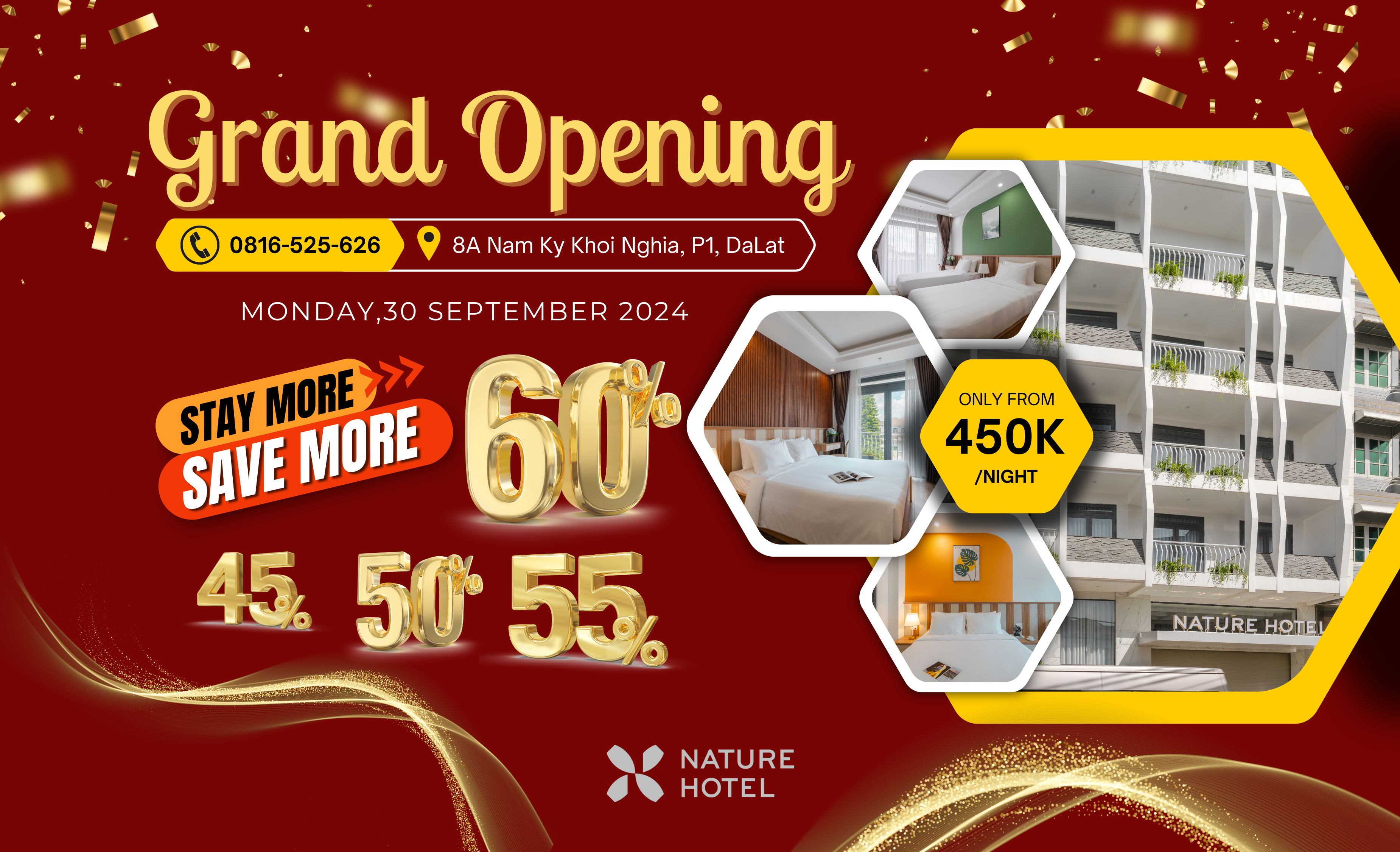 TƯNG BỪNG KHAI TRƯƠNG CHI NHÁNH KHÁCH SẠN NATURE HOTEL MỚI TẠI ĐÀ LẠT VÀO NGÀY 30/09/2024