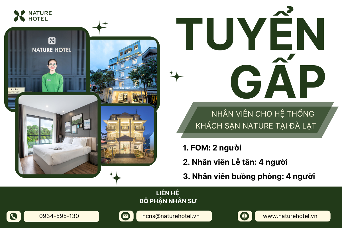 URGENTLY RECRUITING STAFF FOR NATURE HOTEL SYSTEM IN DA LAT